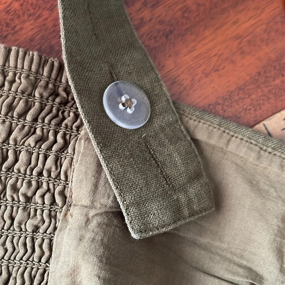 ABERCROMBIE & FITCH NWT Olive Green Linen Square Neck Crop Tank Top Smock XL - Picture 7 of 12